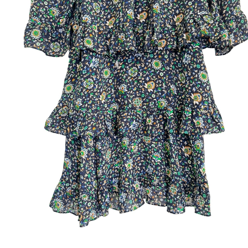 Tory Burch Navy Blue Flora Ruffle Womens Mini Dress Size 4 - Picture 4 of 15